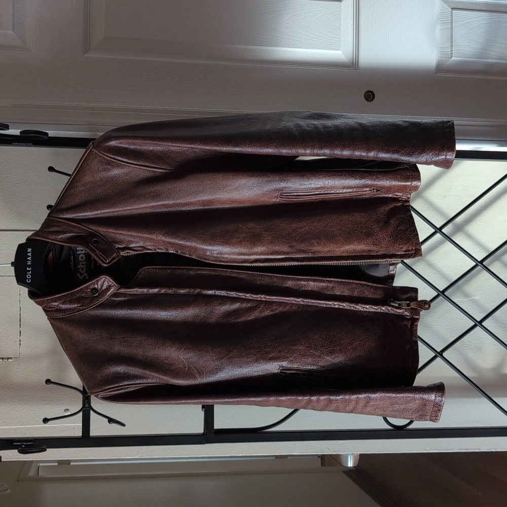 Schott Brown 654 Cafe Leather Jacket (M)